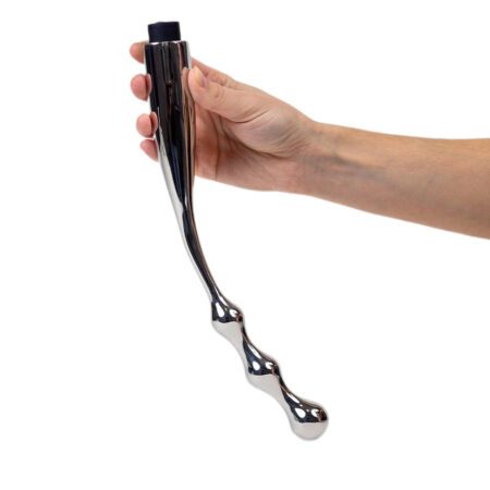 Lacier Slide stainless steel vibrator being held by a hand