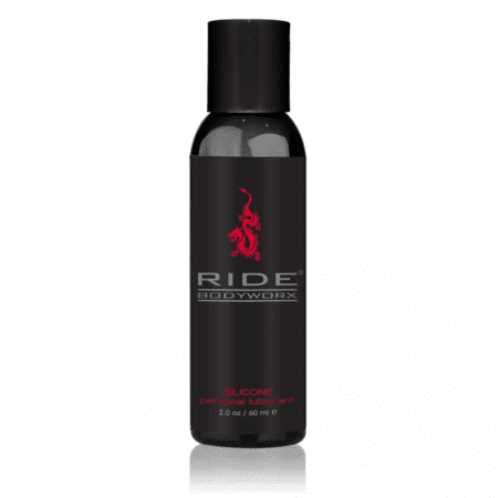 Small bottle of Ride SiliconeÂ Bodyworx Lube on a white background