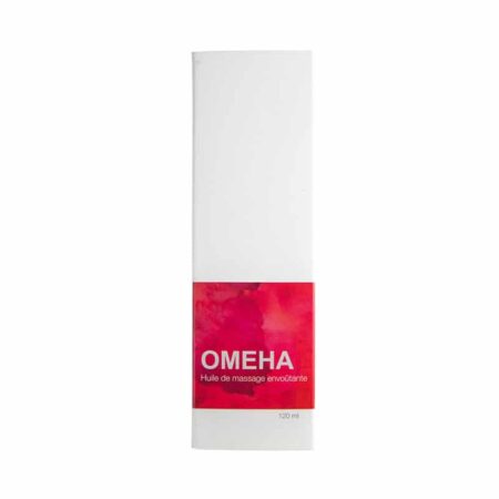 A white box containing Desirables Omeha Massage Oil