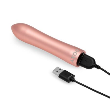 Doxy bullet vibrator in rose gold with charging cable