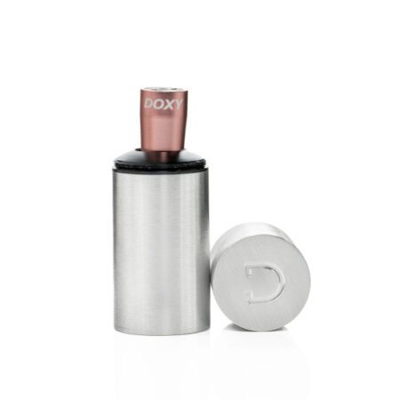 Doxy bullet vibrator in rose gold inside charging case