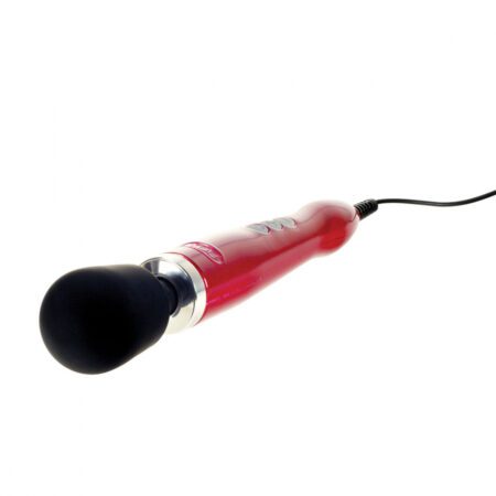 Front view of the red doxy die cast wand vibrator