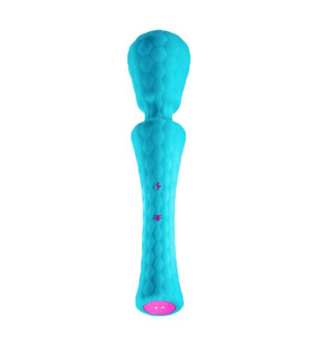 Waterproof turquoise wand vibrator standingÂ 