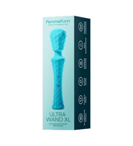 Box for a waterproof turquoise wand vibratorÂ 