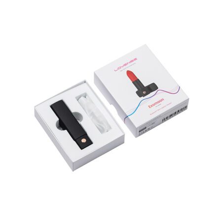 Lipstick vibrator named Lovense Exomoon in the box on a white background