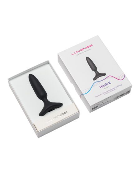 Lovense Hush 2 1" Black Vibrating Butt Plug opened box