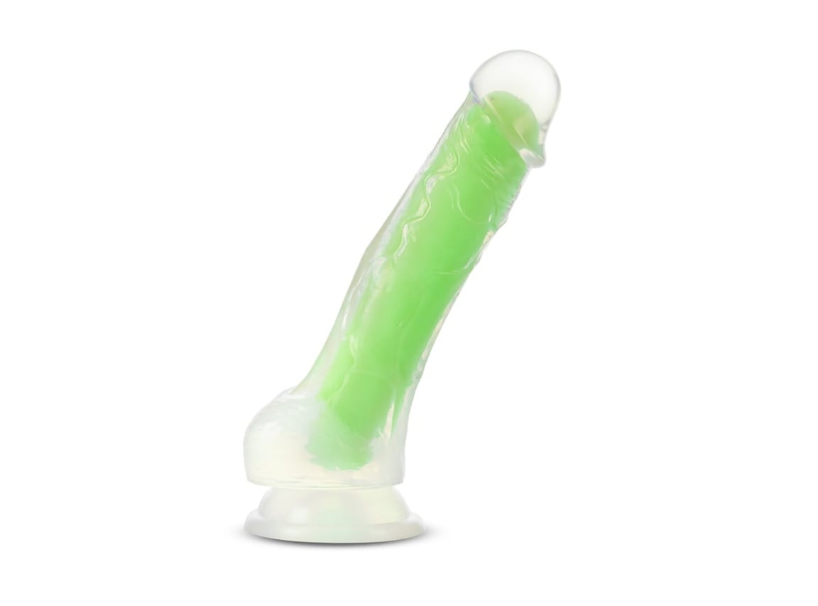 Neo Elite 7.5″ Dual Density Cock with Balls – Glow In The Dark Green