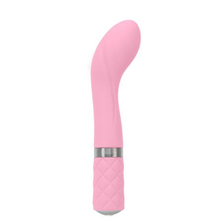 Pink Pillow Talk Sassy g-spot vibrator facing the side on a white background