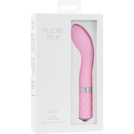 Pink Pillow Talk Sassy g-spot vibrator in a closed box