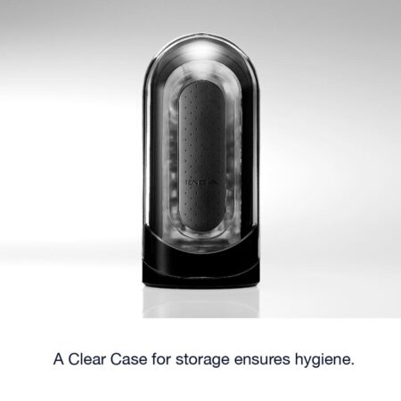 Black Tenga Flip ZeroÂ MasturbatorÂ in its case on a white background