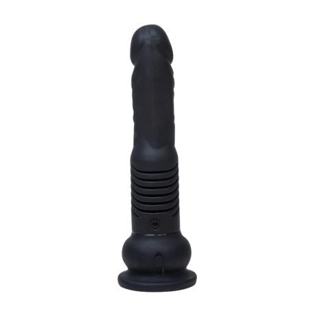 The Thruster Mini thrusting dildo in black facing backwards
