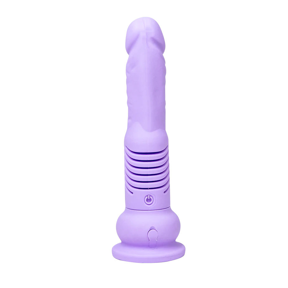 The Thruster Mini thrusting dildo in lilac facing forward