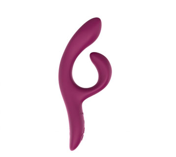 http://Purple%20We-Vibe%20Nova%202%20rabbit%20and%20g-spot%20vibrator%20standing%20up%20on%20a%20white%20background
