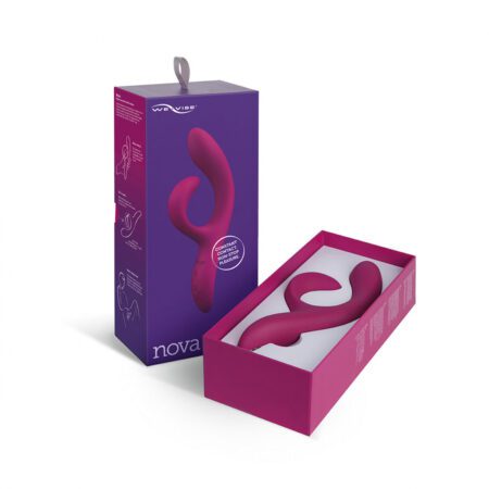 Purple We-Vibe Nova 2 rabbit and g-spot vibrator in an opened box