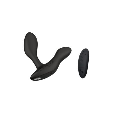 We Vibe Vector Plus prostate massager next to its remote control