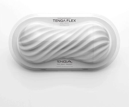 White Tenga Flex Silky Masturbator inside its clear plastic packaging
