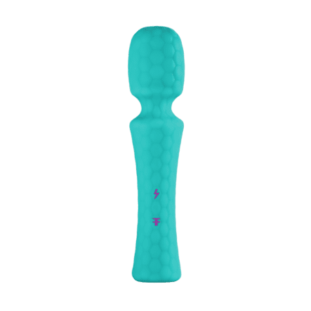 Turquoise FemmeFunn Ultra Wand vibrator by itself