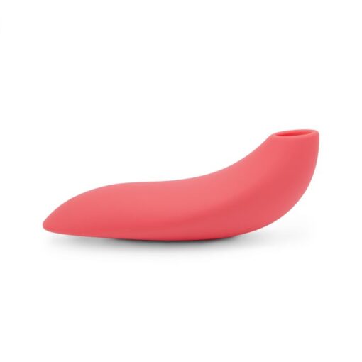 Pink We-Vibe Melt bluetooth and app controlledÂ air pulse and suction vibrator facing up on a white background
