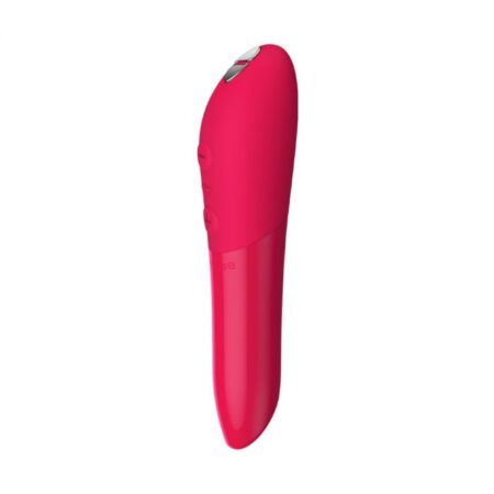 Cherry Red colored We-Vibe Tango X bullet vibrator facing down on a white background