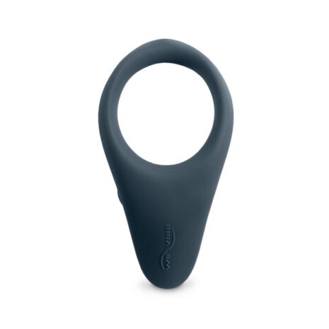 Slate colored We-Vibe Verge cock ring vibrator on a white background