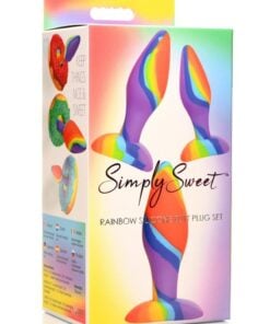 Simply Sweet Rainbow Silicone Butt Plug Set (3 Piece) - Multicolor