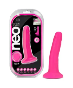 Neo Elite 6 in. Silicone Dual Density Dildo Neon Pink