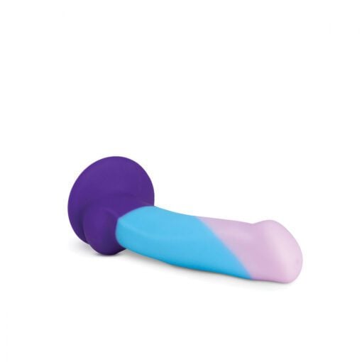 Avant D16 Purple Haze platinum silicone body safe dildo on its side