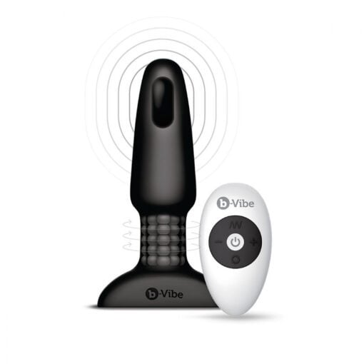 BlackÂ BVibe Rimming Plug Medium with remote control