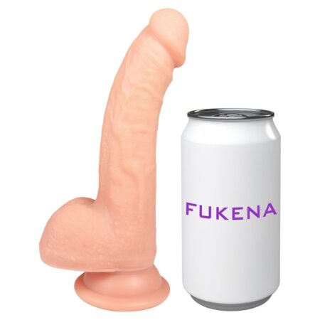 Fukena Archer Light Dildo next to a can showing size