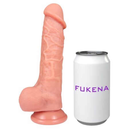 Fukena Millionaire light silicone dildo next to a can to show its size