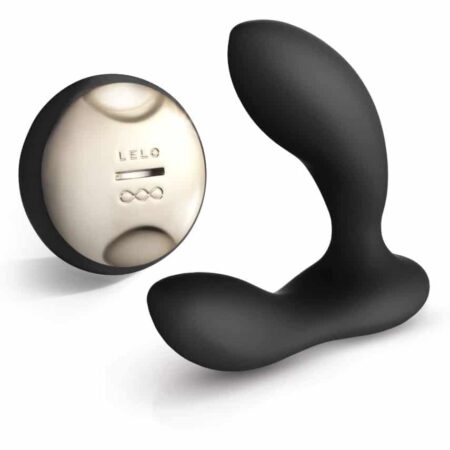 Black silicone Lelo Hugo prostate vibrator with remote control