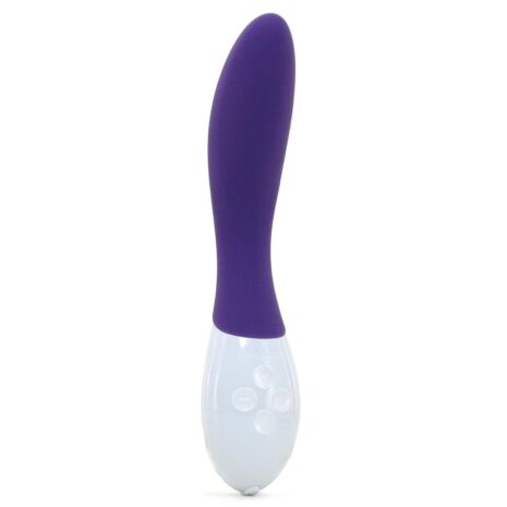 Purple Lelo Mona 2 silicone g-spot vibrator front view showing buttons