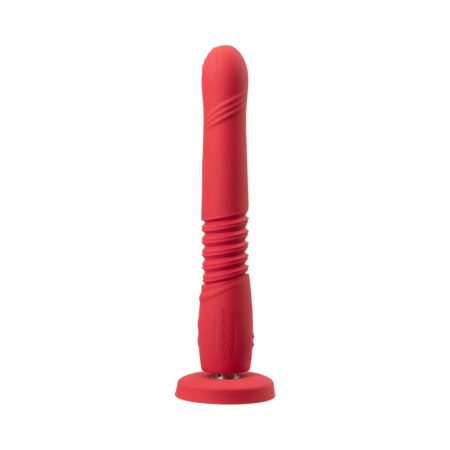 Lovense Gravity vibrating thrusting dildo in red with base