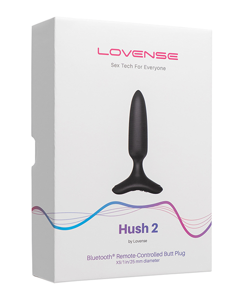 Lovense Hush 2 1" Black Vibrating Butt Plug Exterior Box