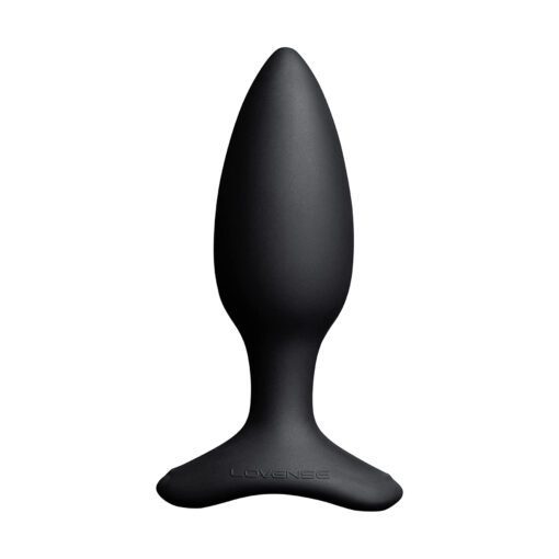 Product shot of the Lovense Hush 1.5" vibrating butt plug in black