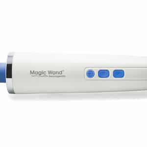Authentic Magic Wand Rechargeable cordless battery powered wand vibrator closeup of buttons