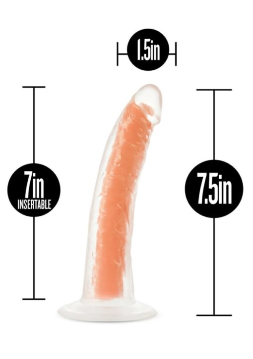 Sizes of the Neo Elite 7.5" Glow in the dark orange dildo