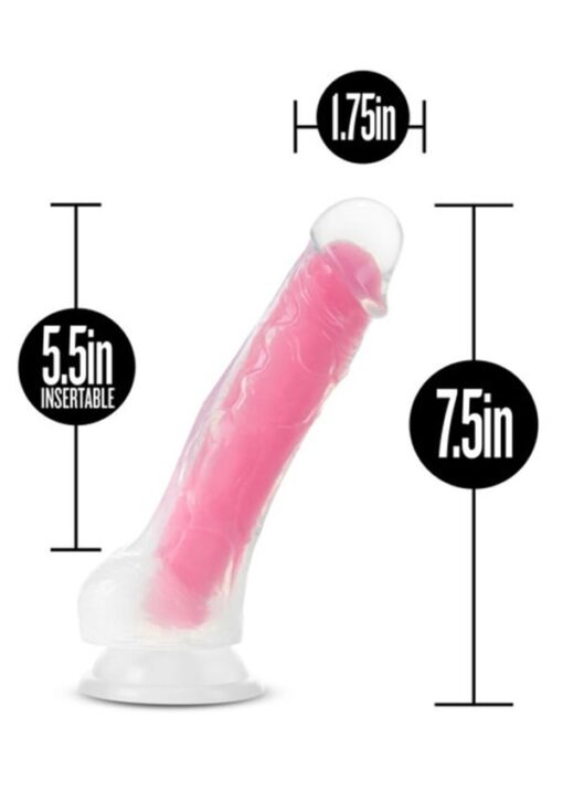 Sizes of Neo Elite 7.5" Glow in the dark pink dildo