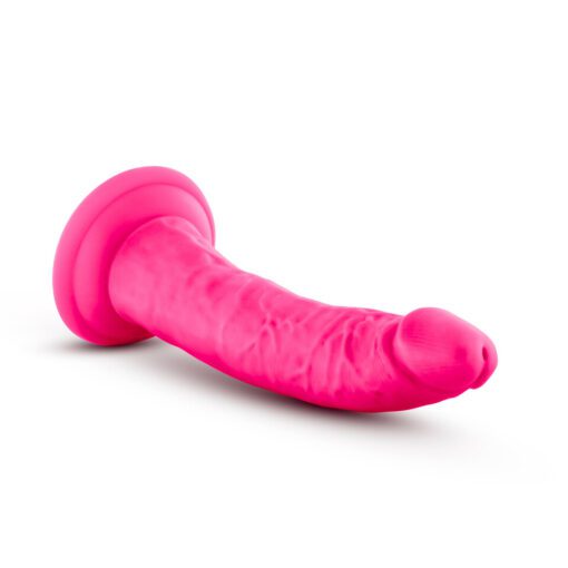 Neon Pink 7.5" Neo Elite dildo laying down