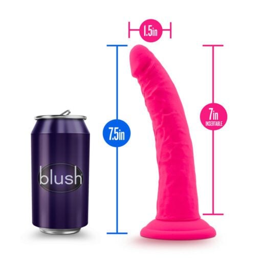 Size of the Neon Pink 7.5" Neo Elite dildo