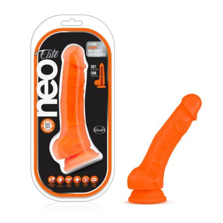 Orange 7.5" Neo Elite dildo with container