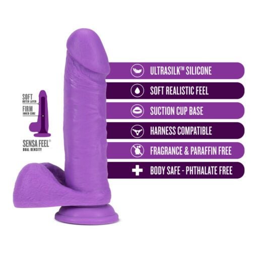 Neon Purple 8" Neo Elite dildo features