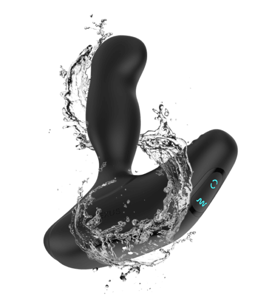 Nexus Revo Stealth prostate massager with water splashing on it