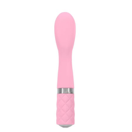 Pink Pillow Talk Sassy g-spot vibrator facing forward on a white background