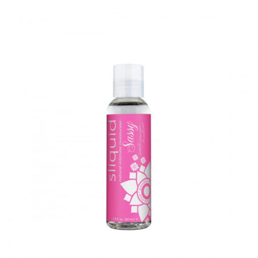 Small size of Sliquid sassy lube by itself on a white background