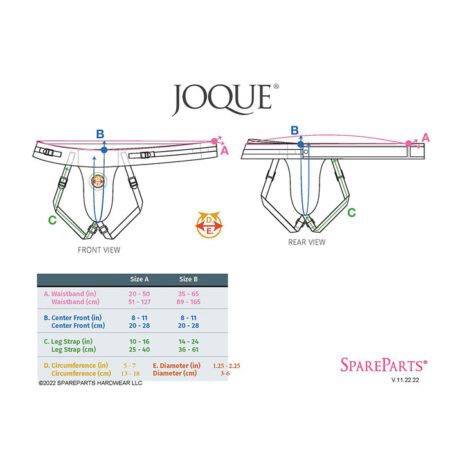 Sizing of the Purple Spareparts Joque harness
