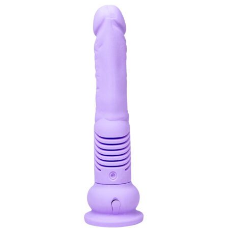 The Thruster Mini XL thrusting dildo in lilac facing backwards