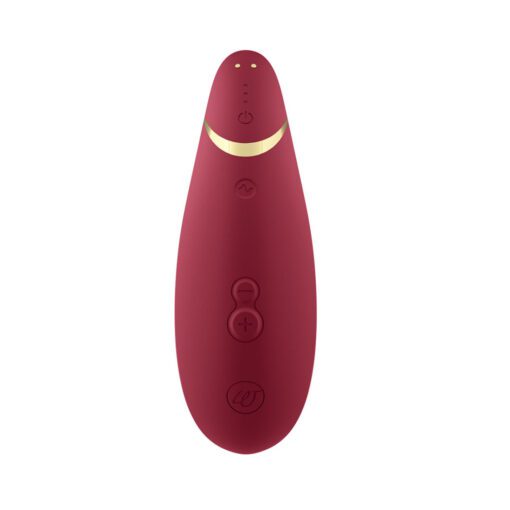 Bordeaux Womanizer Premium 2 Air Pulse Vibrator facing backwards